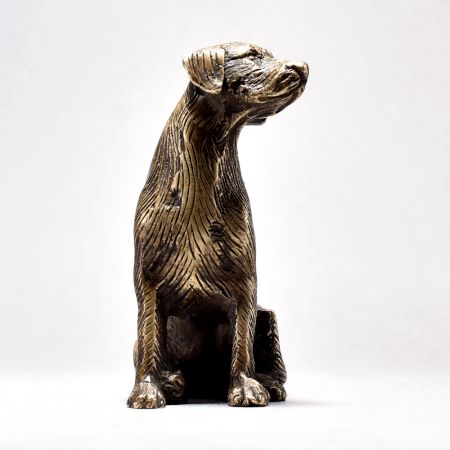 Vintage Brass Sitting Dog Figurine