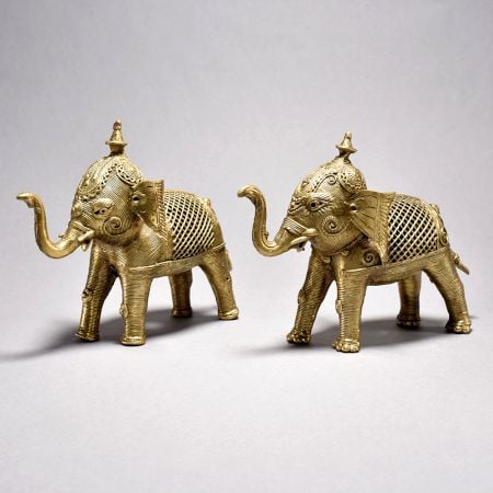 Tribal Art Elephant Pair with Jali Work