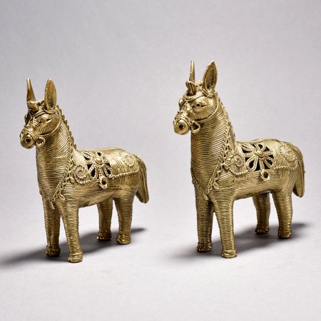 Tribal Art Horse Pair with Jali Work