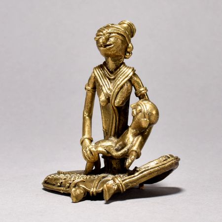 Exquisite Tribal Woman with Child Statue