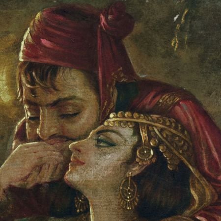 Heer Ranjha Vintage Cloth Painting Punjab School Art