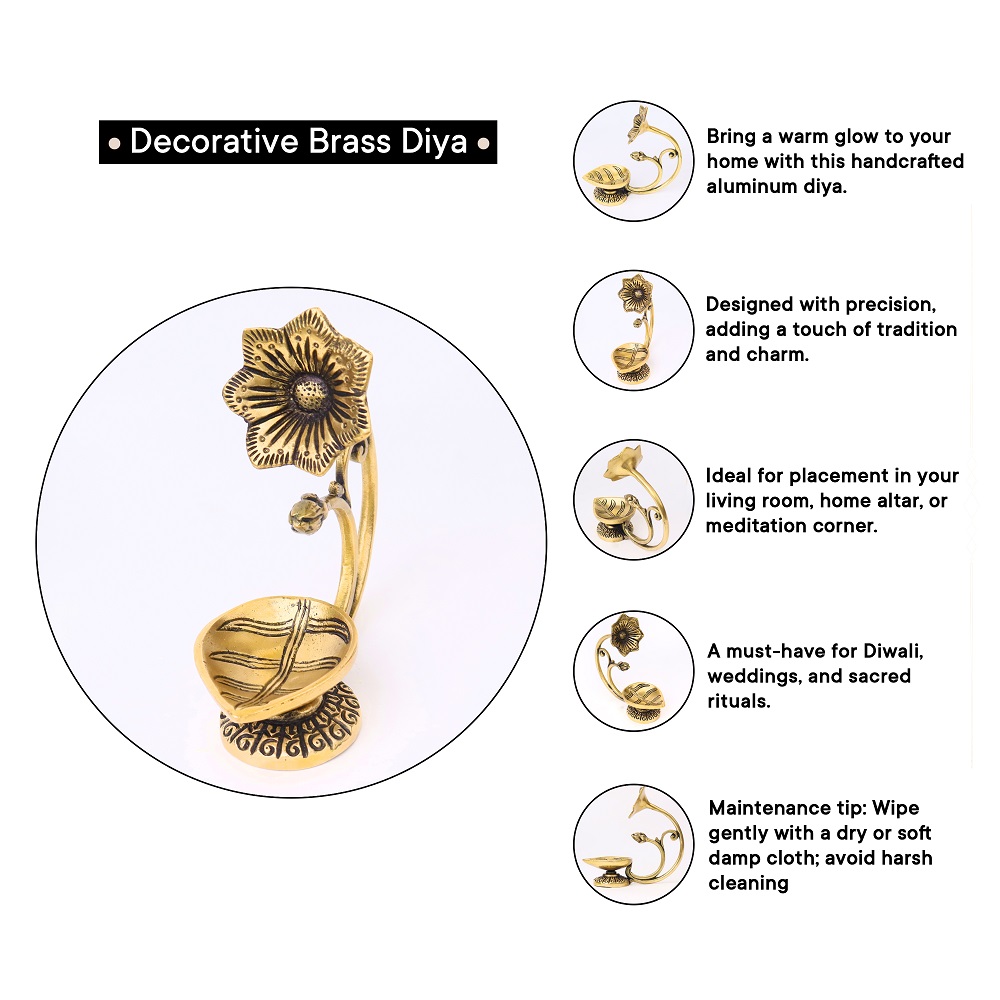 Brass Diya With Flower On Top