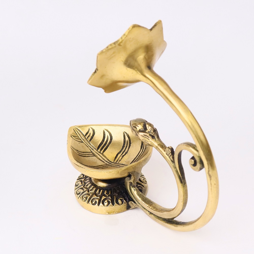 Brass Diya With Flower On Top