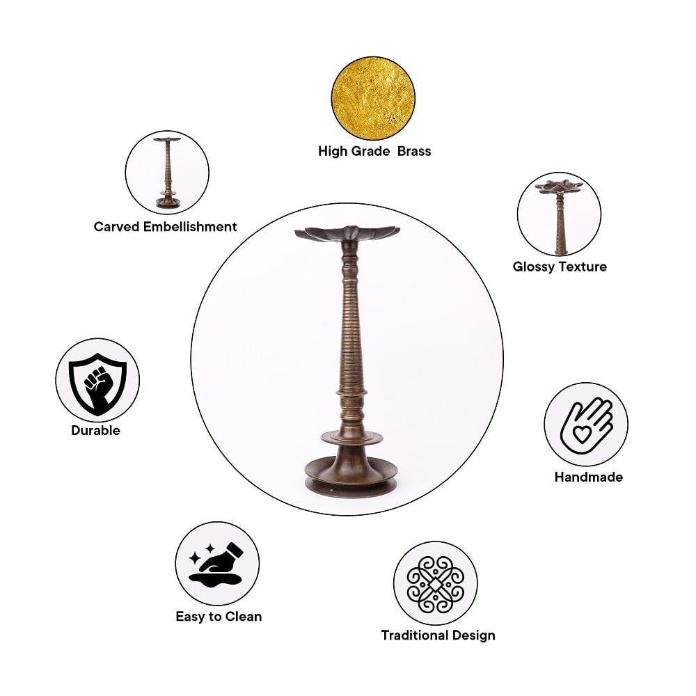 Heavy Brass Vintage Arti Lamp with 7 Jyots