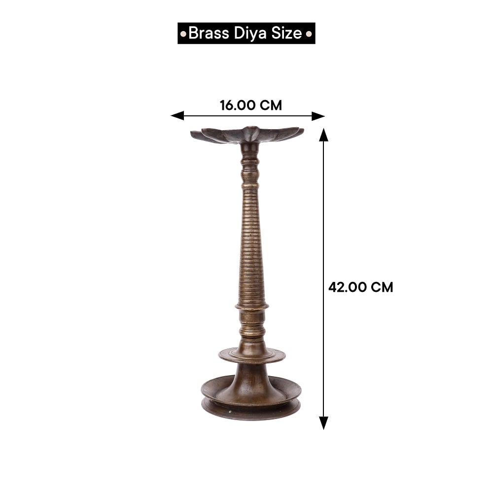 Heavy Brass Vintage Arti Lamp with 7 Jyots