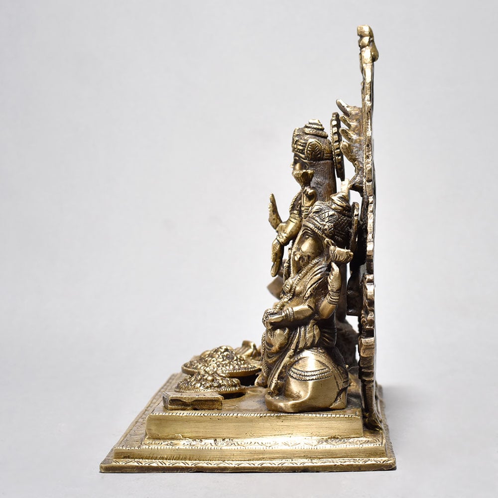 Fine Art Lord Ganesha Lakshmi and Saraswati Brass Figurine