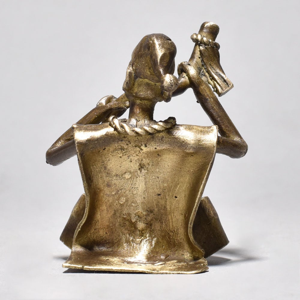 Folk Chinese Art Male Sitting and Smoking Chillum