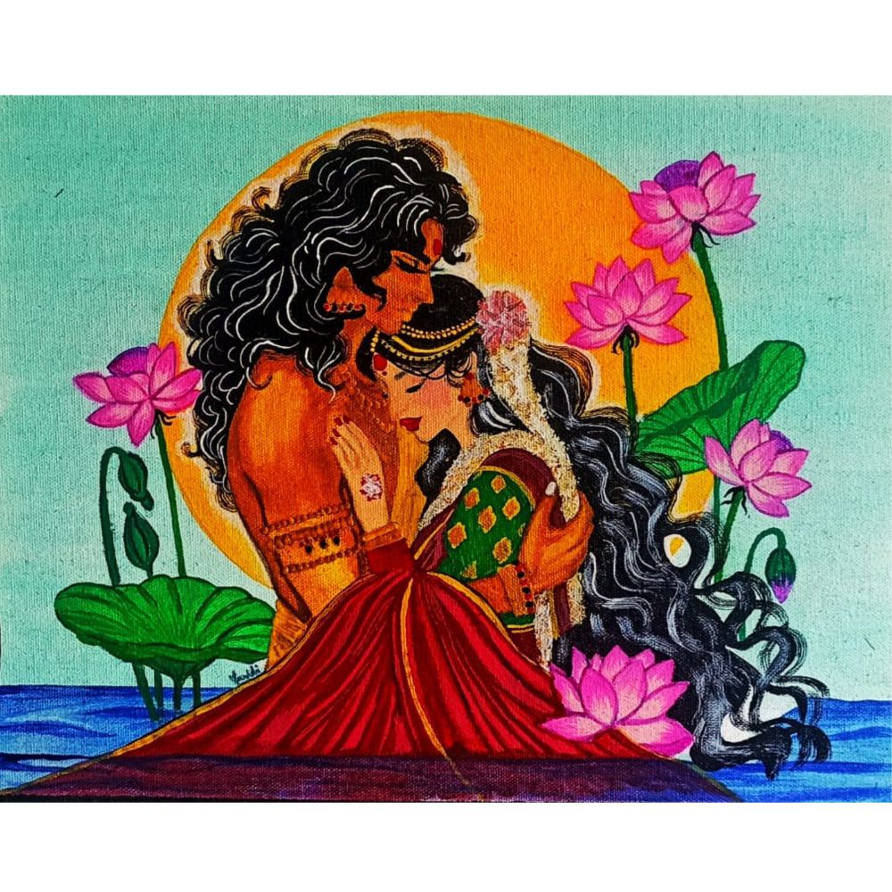 Shyam Sundara with Radha Canvas Painting