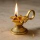 Brass Lotus Shape Oil Lamp On Stand With Handle