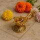 Brass Lotus Shape Oil Lamp On Stand With Handle