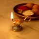 Brass Lotus Shape Oil Lamp On Stand With Handle