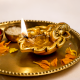 Brass Ganpati On Leaf Ritual Oil Lamp