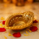 Intricate Leaf Shaped Diwali Decoration Diya