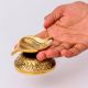 Brass Pepal Leaf Oil Lamp Diya On Decorative Base
