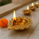 Brass Bud Shaped Decorative Border Oil Lamp Diya