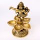 Brass Dancing Ganesha Five Wicks Oil Lamps Or Diyas