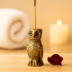 Antique Golden Brass Standing Owl Incense Stick Holder