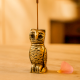 Antique Golden Brass Standing Owl Incense Stick Holder