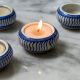 Blue and White Modern Tea Light Holder in Set of 4