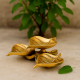 Modern Antique Golden Brass 3 Leaf Shaped Oil Lamp For Diwali Pooja