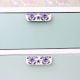 Ceramic Blue Leaf Floral Drawer Handle (Medium Size)