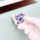 Modern Ceramic Blue Leaf Floral Drawer Handle (Small Size)
