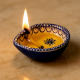 Blue and White Ceramic Diwali Diya For Festival Decoration-Pack of 3