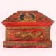 Handmade Red Wooden Box with Buddha & Dragon Motifs | Hand-Painted Storage Chest