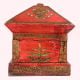 Handmade Red Wooden Box with Buddha & Dragon Motifs | Hand-Painted Storage Chest