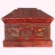 Handmade Red Wooden Box with Buddha & Sacred Symbols |Hand-Painted Storage Chest