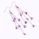 Handmade 925 Sterling Silver Chain Dangle Earrings with Amethyst for Women