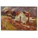 Vintage Countryside Barn Landscape Hardboard Painting