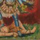 Traditional Cloth Painting of Goddess Kali in Wooden Frame