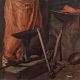 Classic Paper Print of Blacksmiths in Workshop Scene