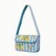 Luxury Handmade Beaded Shoulder Bag Lemon Fruit Pattern on Blue Stripes