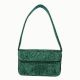 Luxury Handmade Beaded Shoulder Bag Green Geometric Pattern Purse