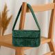 Luxury Handmade Beaded Shoulder Bag Green Geometric Pattern Purse