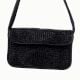 Luxury Handmade Beaded Shoulder Bag Black Geometric Pattern