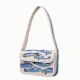 Handmade Beaded Shoulder Bag White & Blue Fish Pattern with Embroidery Detailing