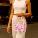 Handmade Pink Beaded Shoulder Bag with Floral Embroidery Stylish Women Purse