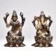 Lord Ganesha and Goddess Lakshmi Sitting on Lotus Flower Figurine