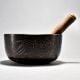 Om Carved Tibetan Singing Om Bowl with Wooden Striker