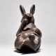 Brass Reading Rabbit Figurine