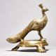 Brass Peacock Figurine on Table