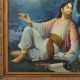Vintage Hardboard Painting of Persian Poet Umar Khayyam with Original Frame