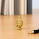 Golden Brass Buddha Face Agarbatti Holder Stand