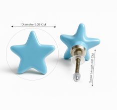 Solid Turquoise Star Ceramic Cabinet Knob