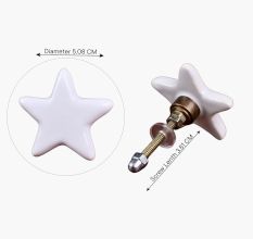 Solid White Star Ceramic Cabinet Knob