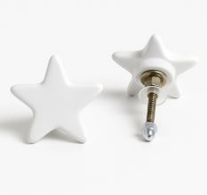 Solid White Star Ceramic Cabinet Knob