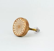 Handmade White and Brown Wooden Round Furniture Knobs